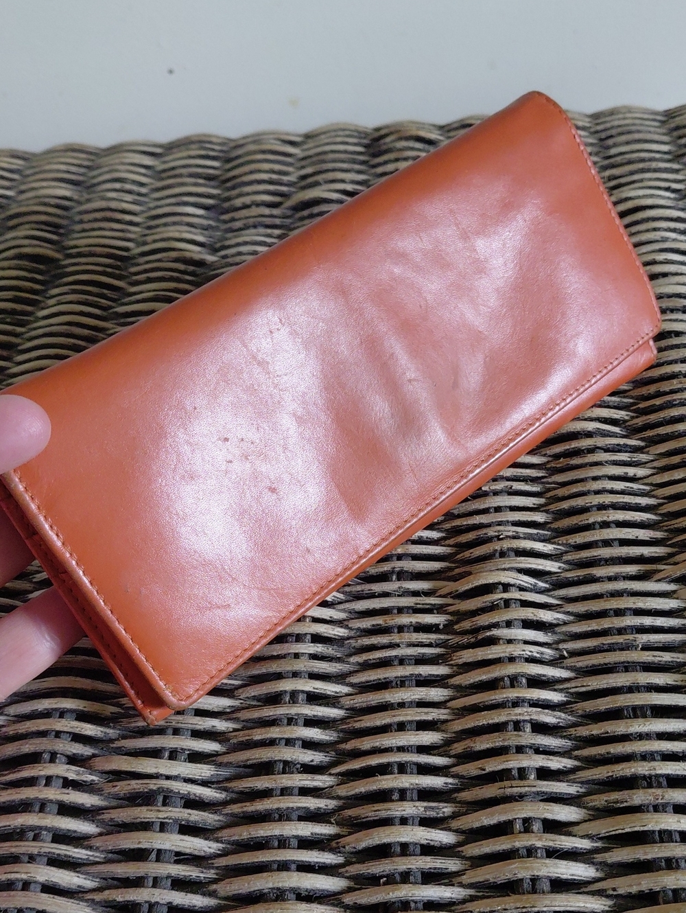 Vintage Burnt Orange Leather Clutch Wallet